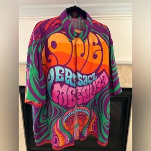 Versace Purple Silk Medusa Music Shirt